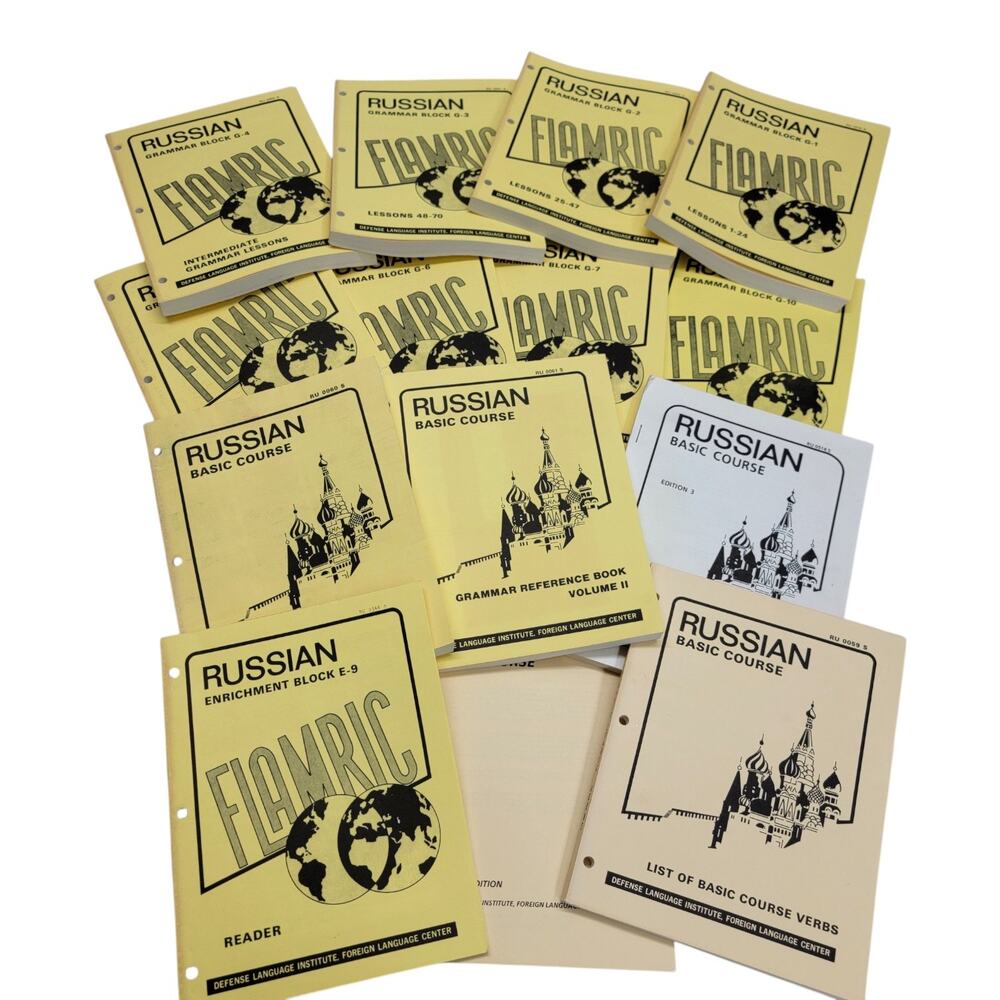 Rare DLI Russian Basic Course FLAMRIC Grammar Blocks Reference Manuals Lot 1981